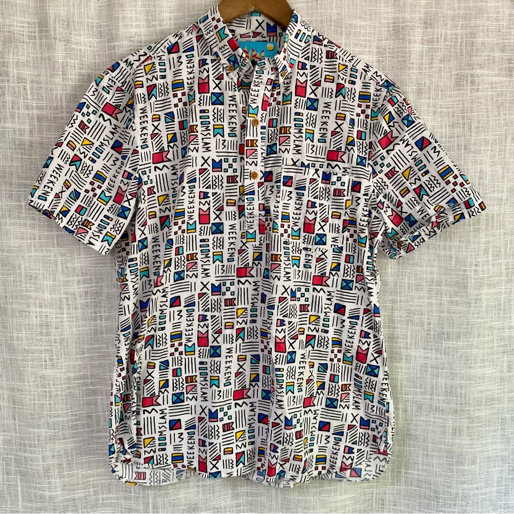 Chubbies Men's Weekend Print Half Button Short Sleeve Shirt